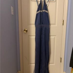 J Lo Blue Silk Halter Jumpsuit